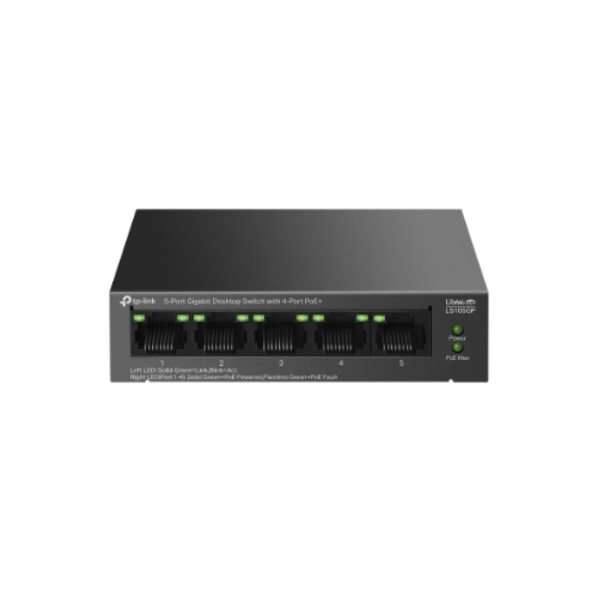 GCS | TP-Link (LS105GP) 5-Port Desktop POE+ Gigabit Switch - Black